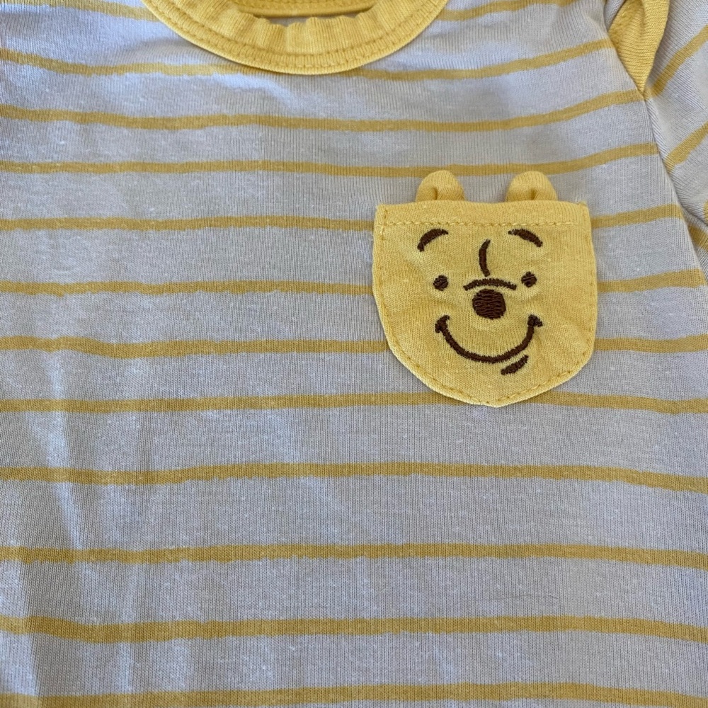 Little Sleepies Winnie the Pooh Disney Collection Yellow Striped Onesie Newborn - Picture 2 of 8
